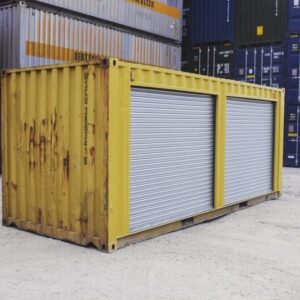yellow 20ft used container – dual side roll up doors