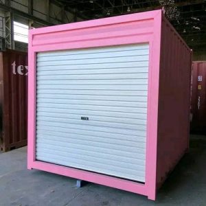 10 ft pink container with roll‑up door